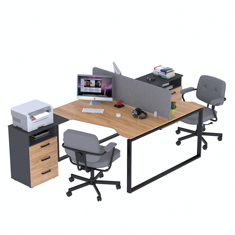 Стіл подвійний кутовий з тумбою ND2U-3S-135 Loft design